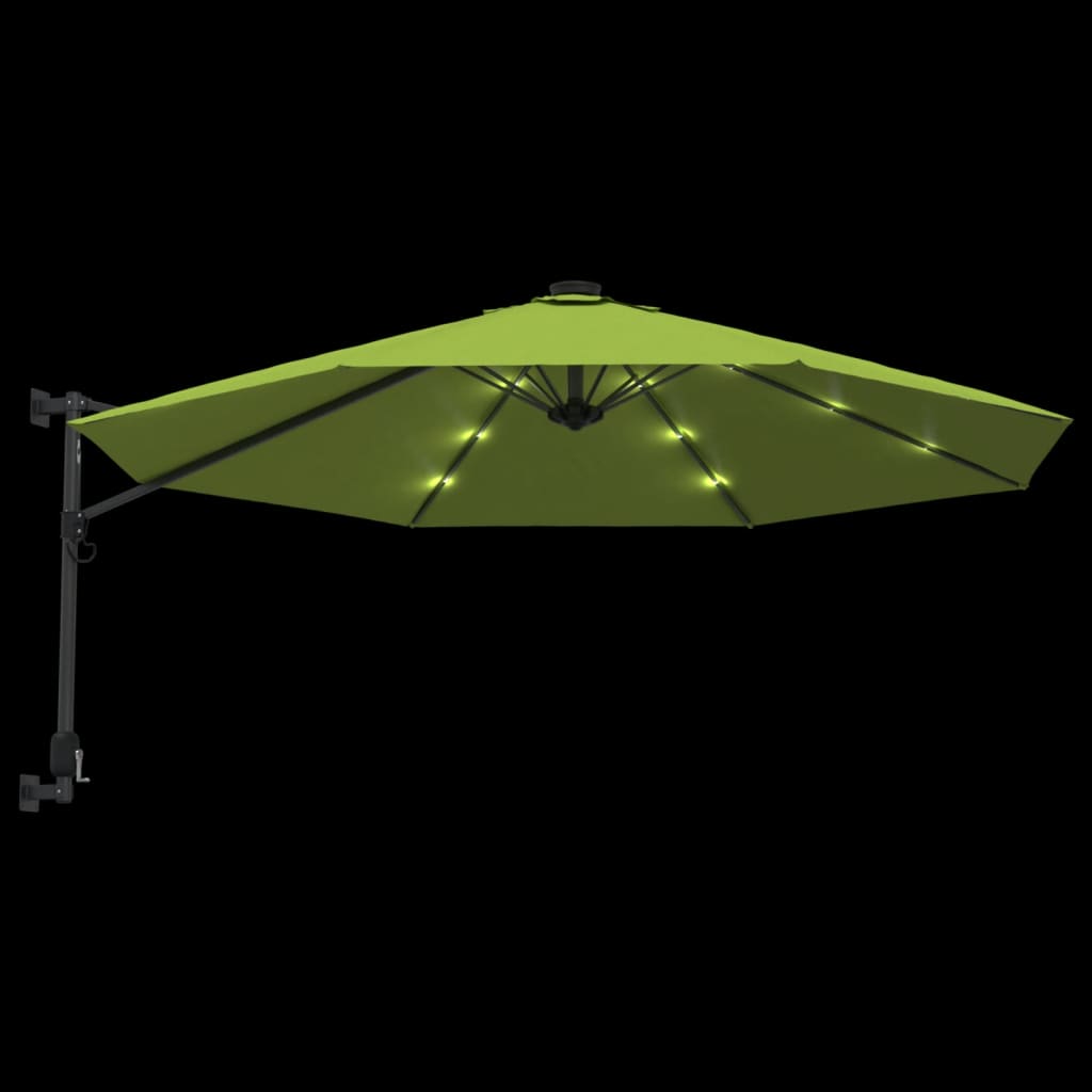 Wandparasol met LEDs 290 cm appelgroen