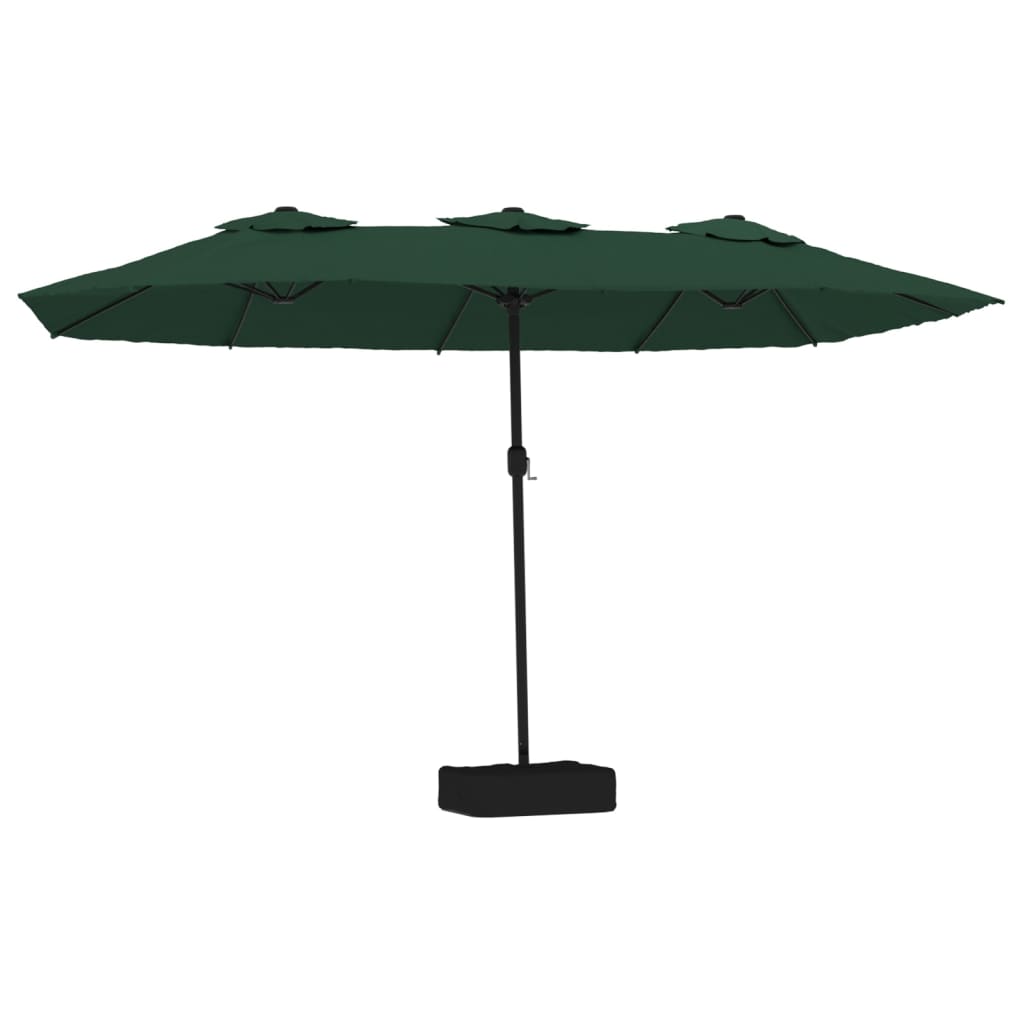 Parasol dubbel dak met LED 449x245 cm groen