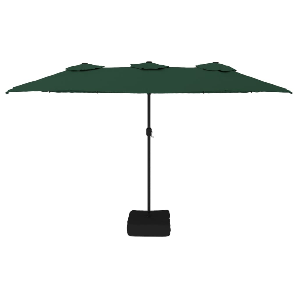 Parasol dubbel dak met LED 449x245 cm groen