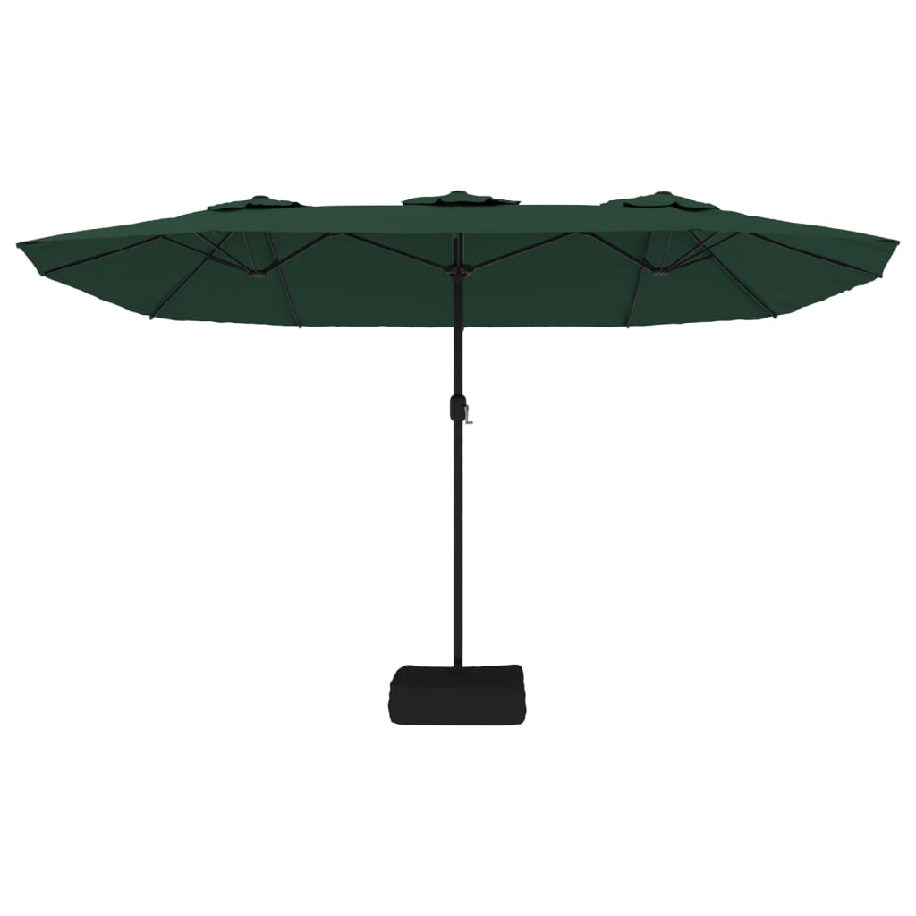 Parasol dubbel dak met LED 449x245 cm groen