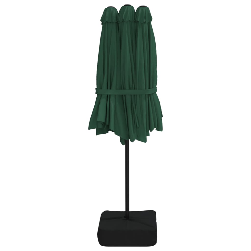 Parasol dubbel dak met LED 449x245 cm groen