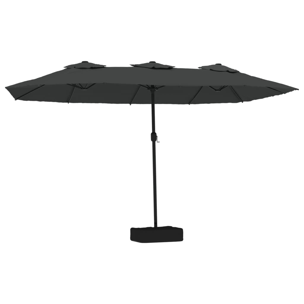 Parasol dubbel dak met LED 449x245 cm antracietkleurig