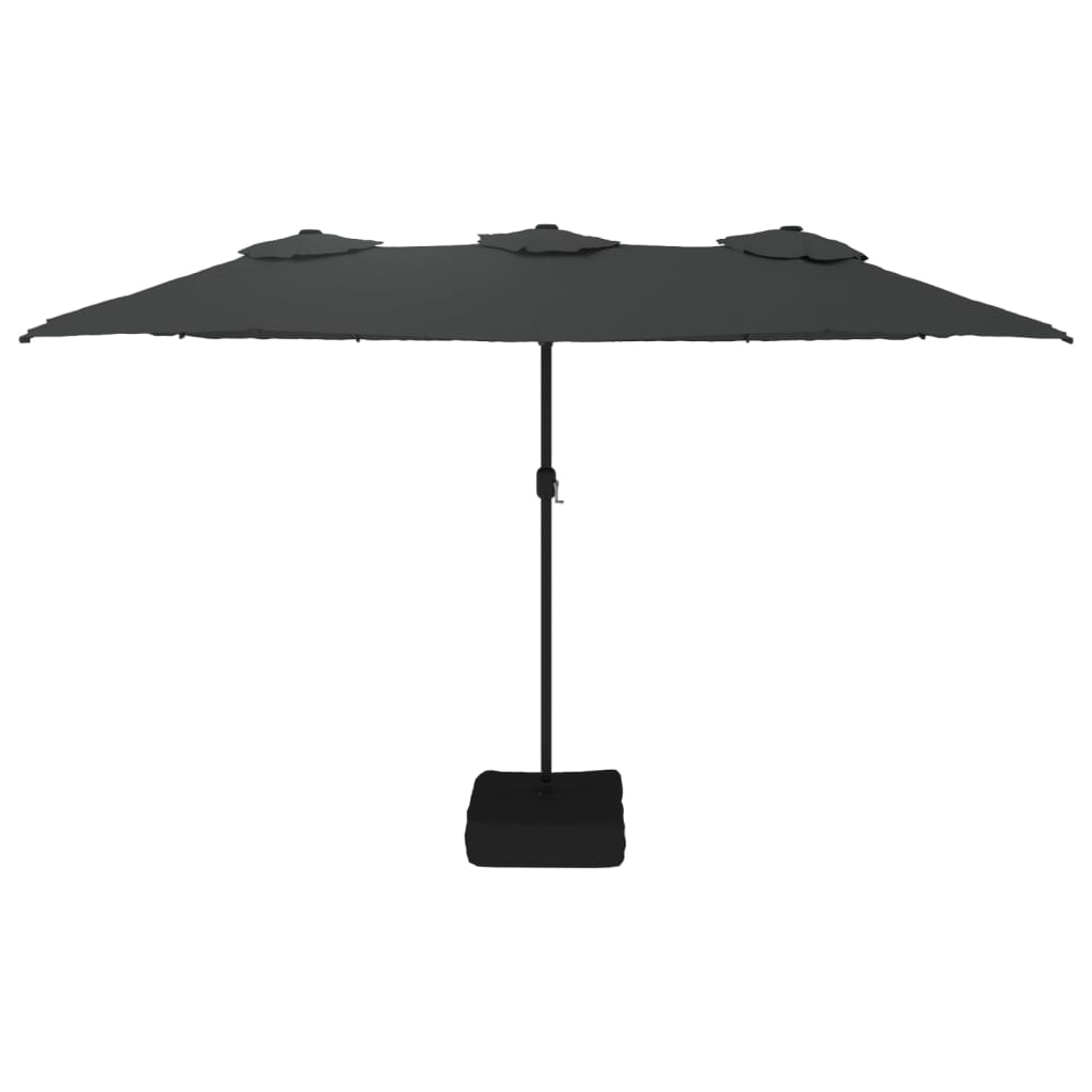 Parasol dubbel dak met LED 449x245 cm antracietkleurig