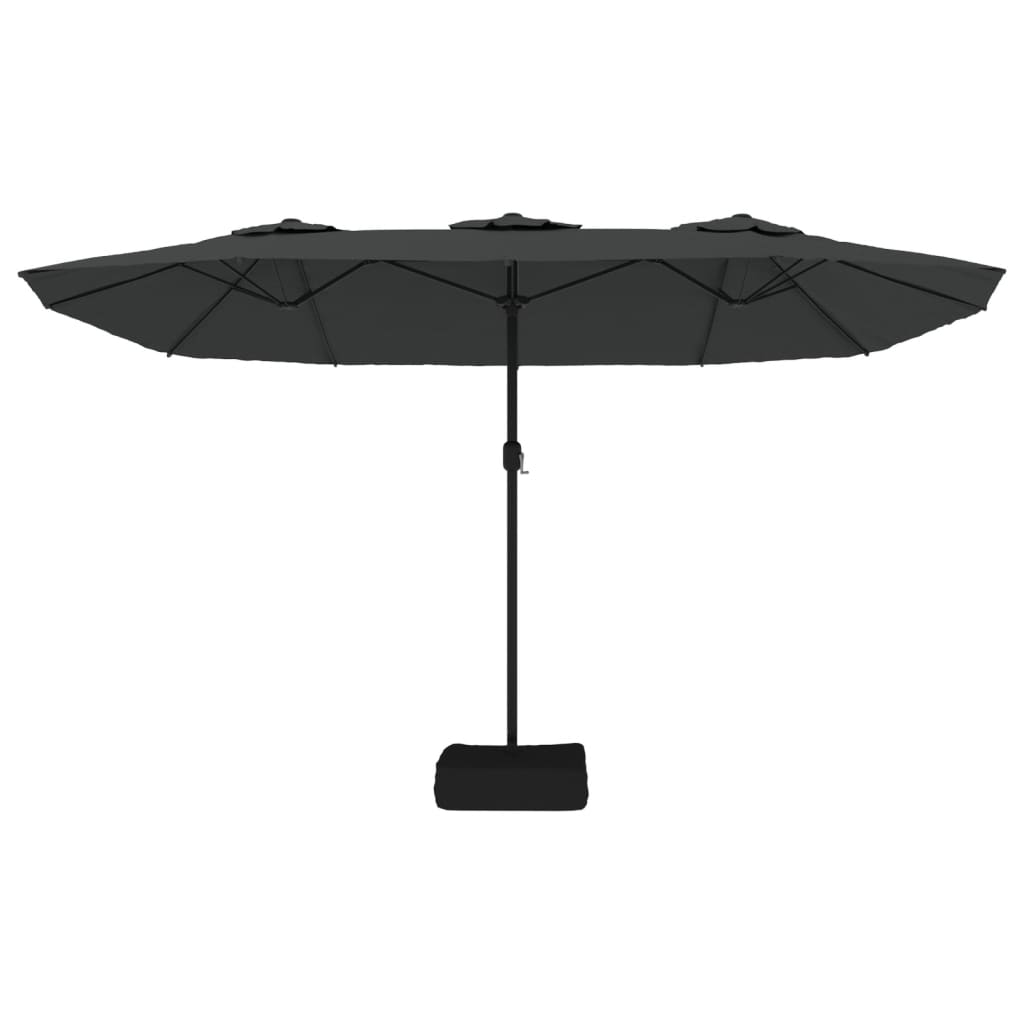 Parasol dubbel dak met LED 449x245 cm antracietkleurig