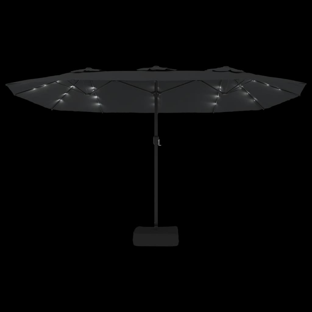 Parasol dubbel dak met LED 449x245 cm antracietkleurig