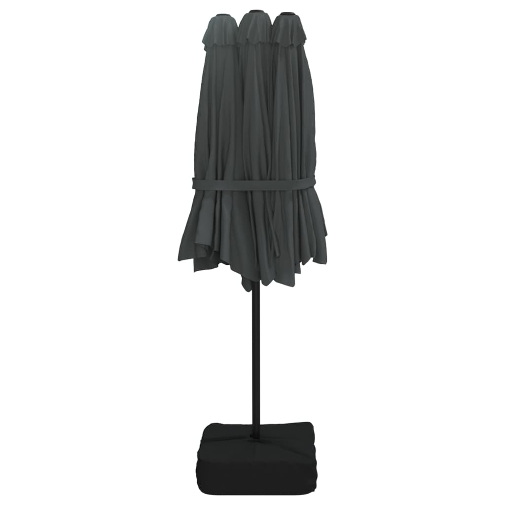 Parasol dubbel dak met LED 449x245 cm antracietkleurig