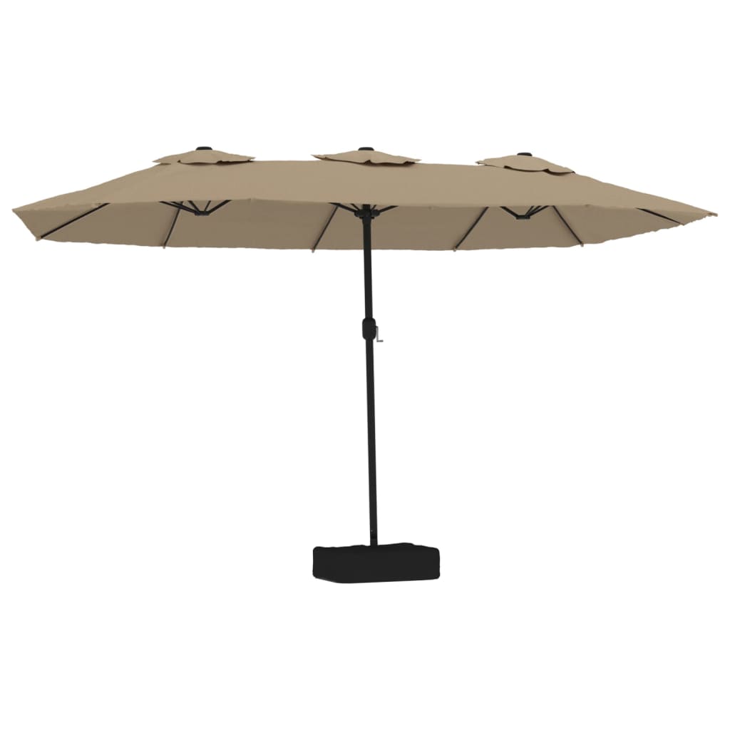 Parasol dubbel dak met LED 449x245 cm taupe