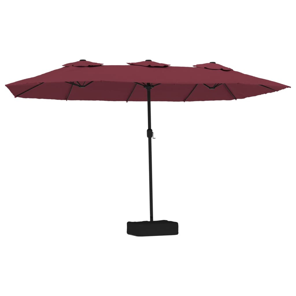 Parasol dubbel dak met LED 449x245 cm bordeauxrood