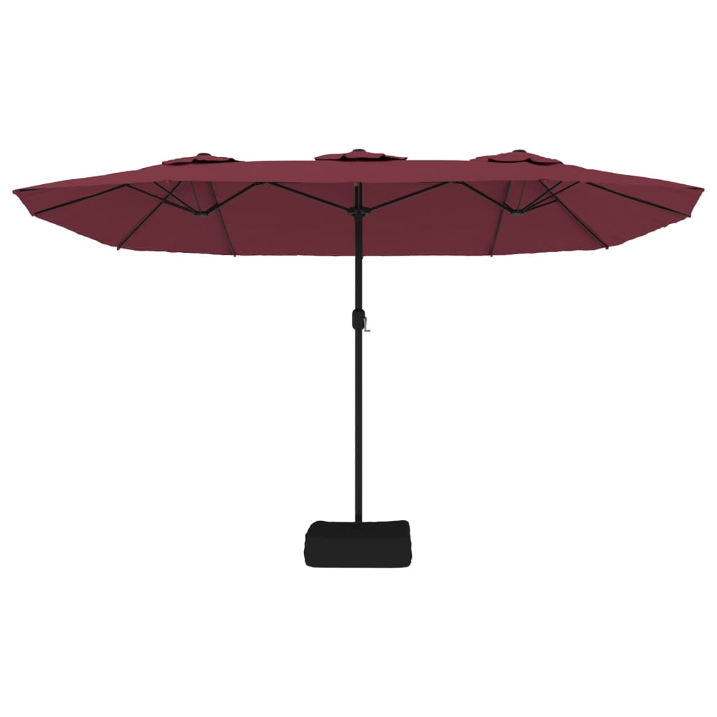 Parasol dubbel dak met LED 449x245 cm bordeauxrood