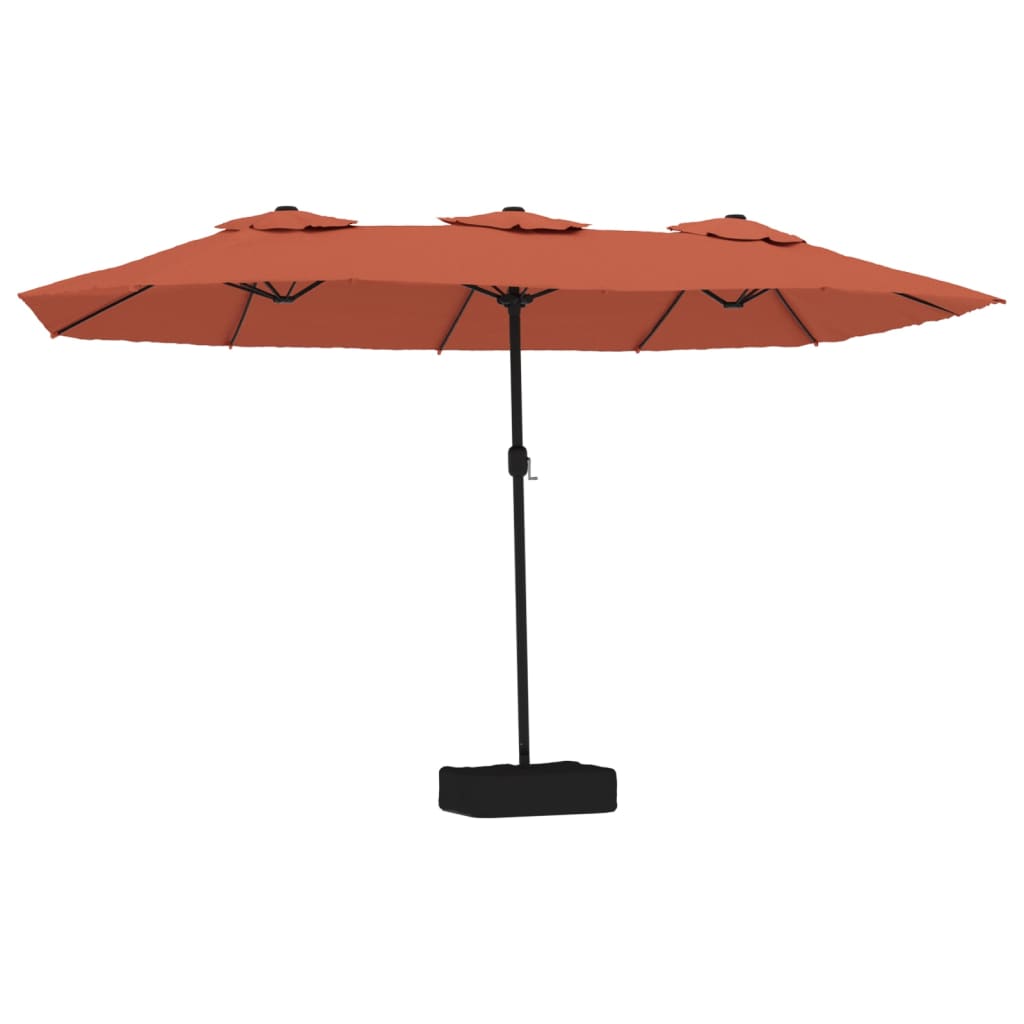 Parasol dubbel dak met LED 449x245 cm terracottakleurig