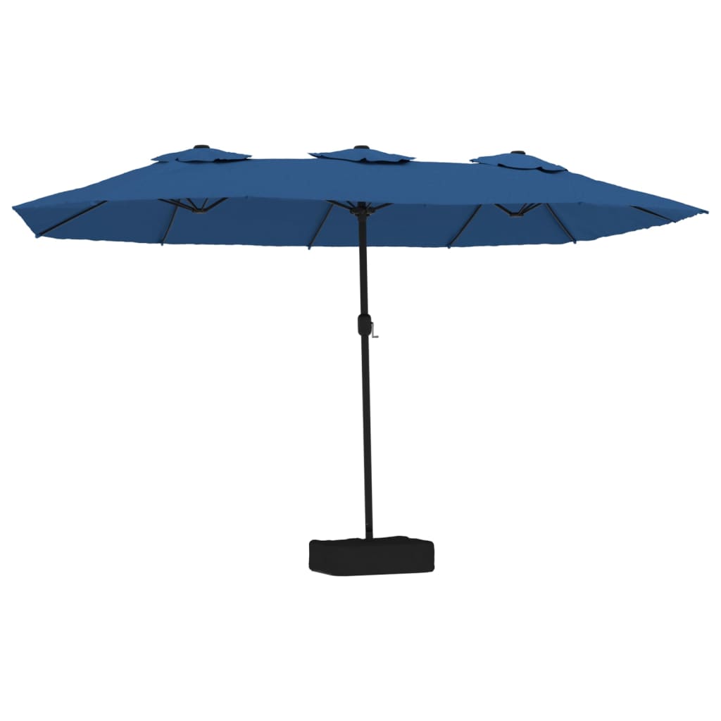 Parasol dubbel dak met LED 449x245 cm azuurblauw