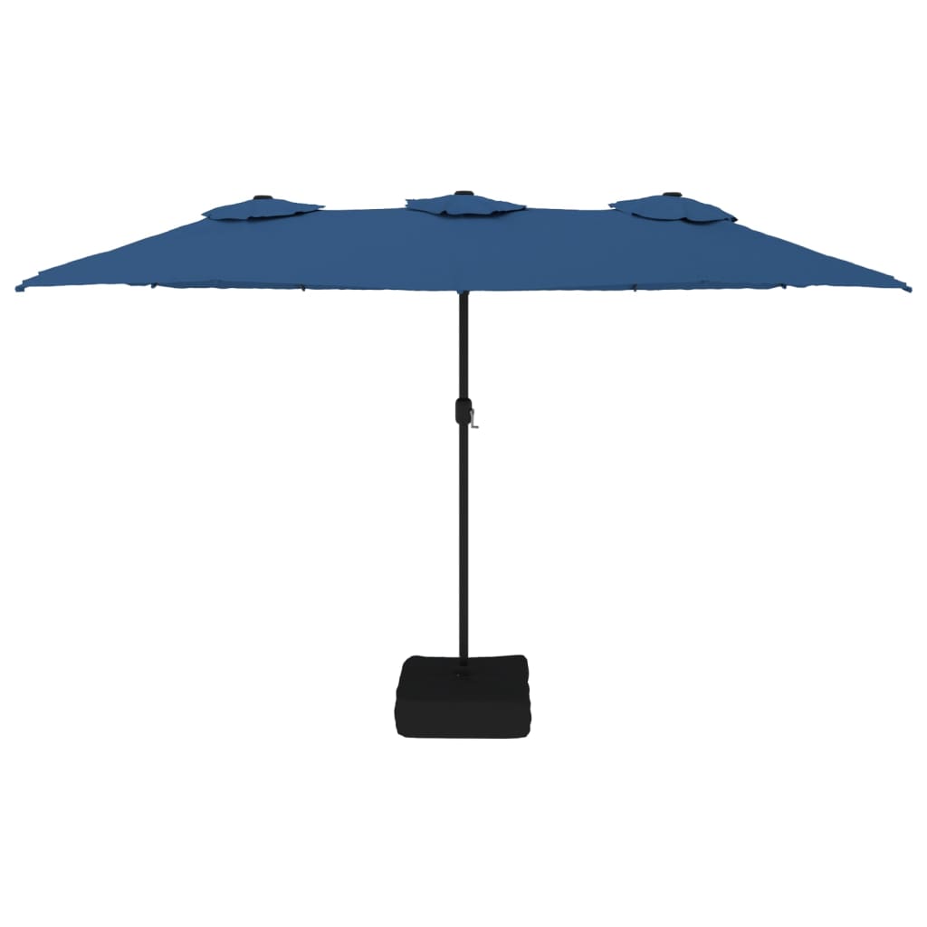 Parasol dubbel dak met LED 449x245 cm azuurblauw