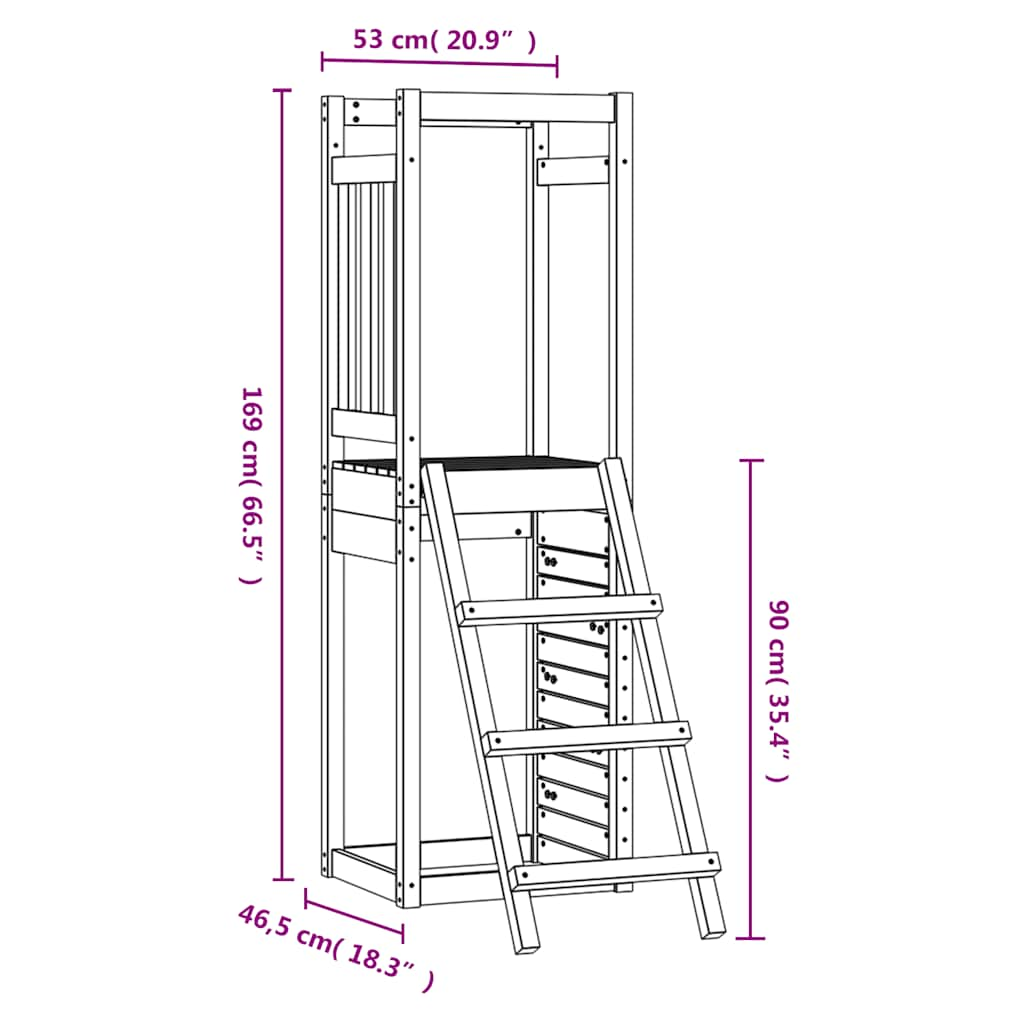 Speelhuis 53x46,5x169 cm massief douglashout