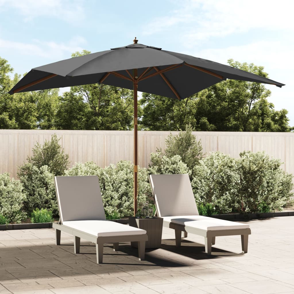 Parasol met houten paal 300x300x273 cm antracietkleurig