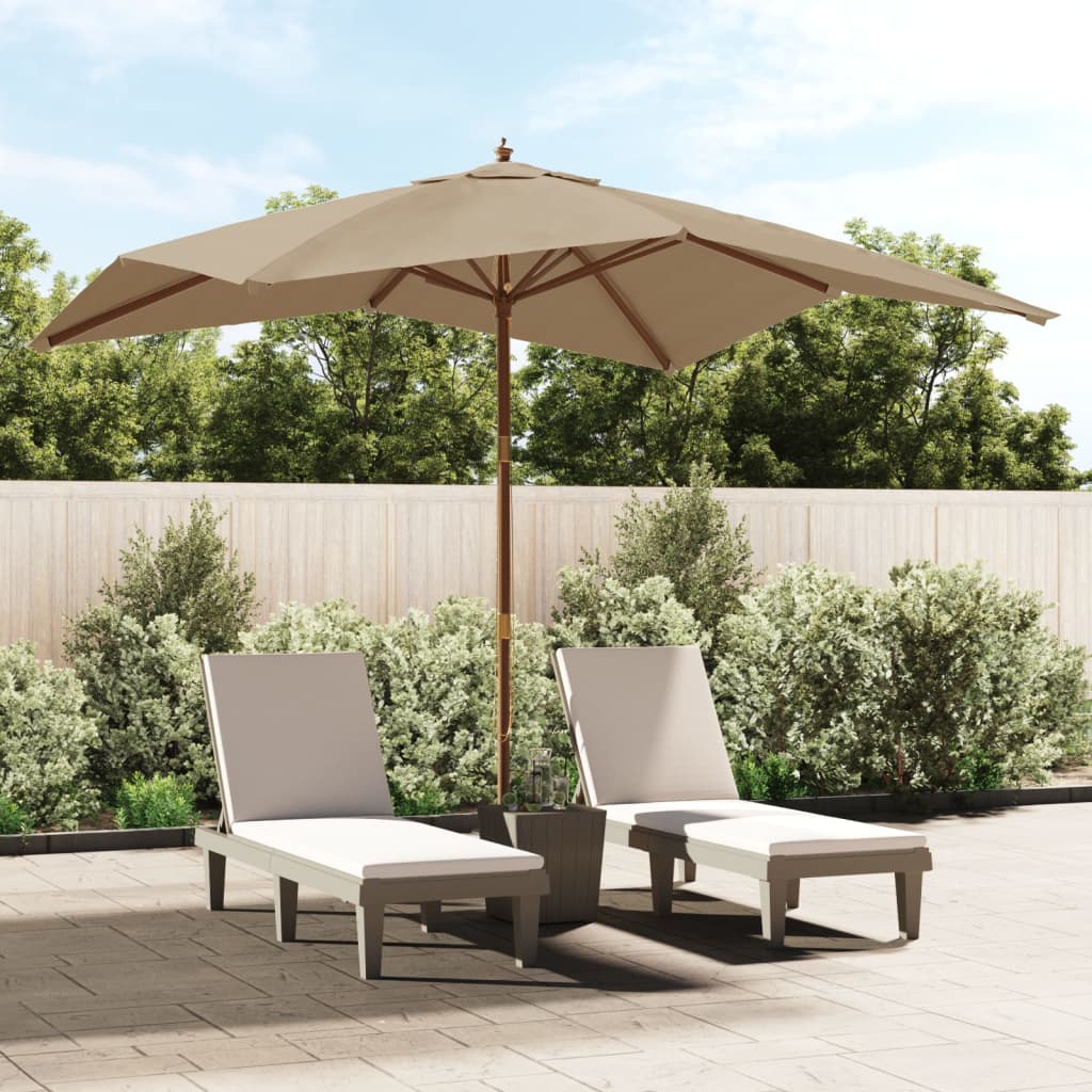 Parasol met houten paal 300x300x273 cm taupe