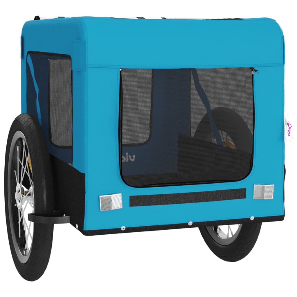 Hondenfietstrailer oxford stof en ijzer blauw en zwart