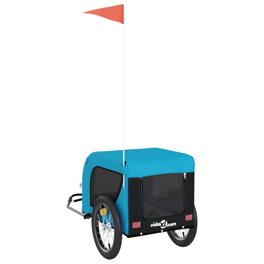 Hondenfietstrailer oxford stof en ijzer blauw en zwart