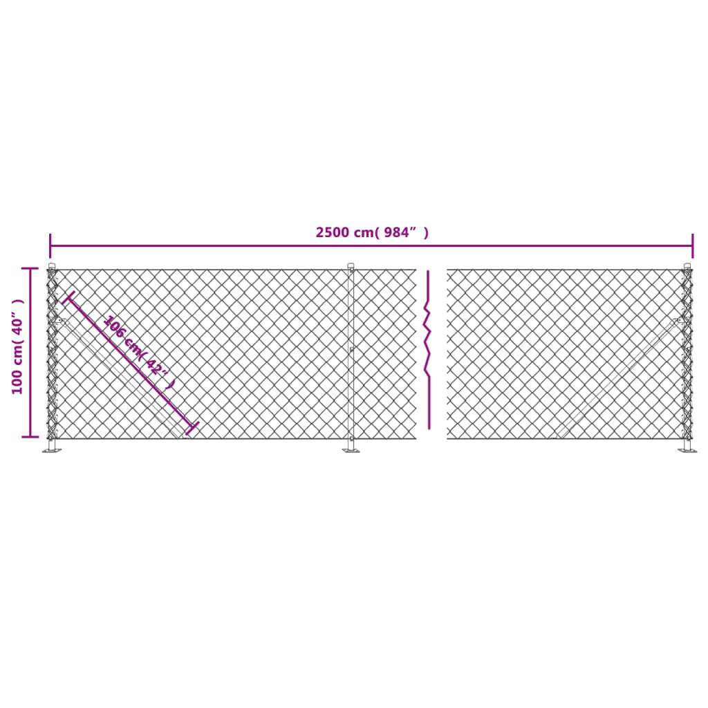 Gaashek met flens 1x25 m zilverkleurig