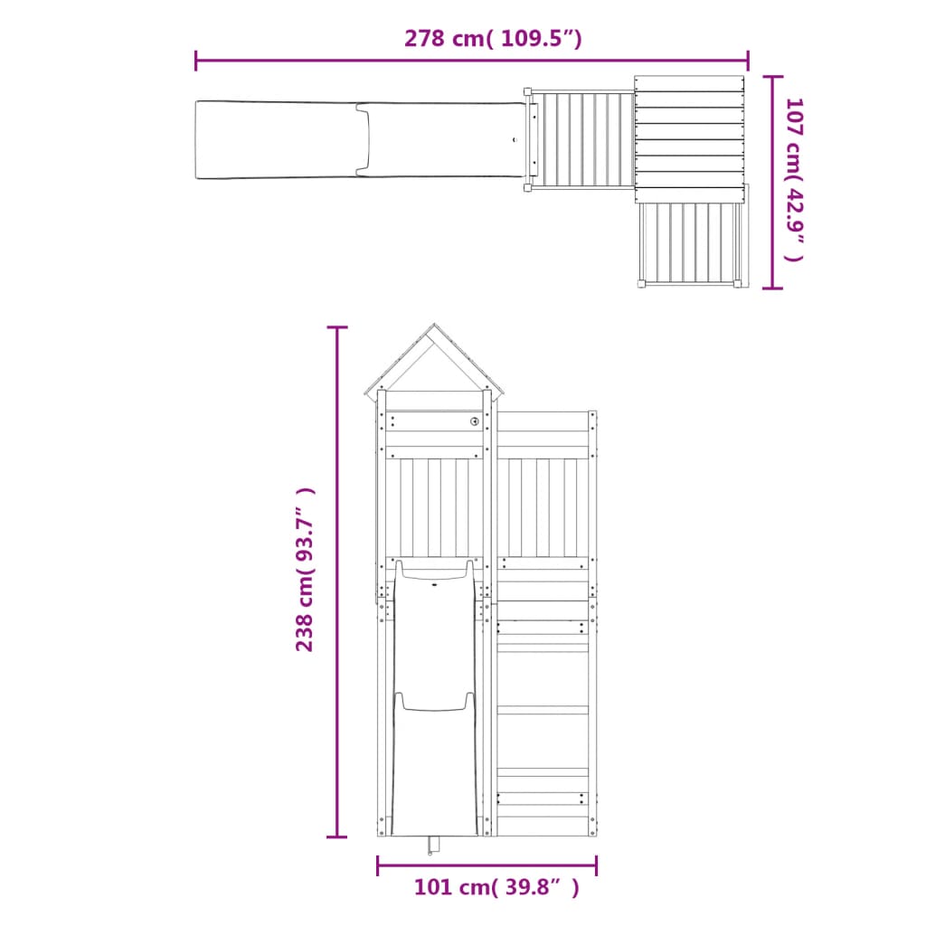 Speelhuis massief grenenhout