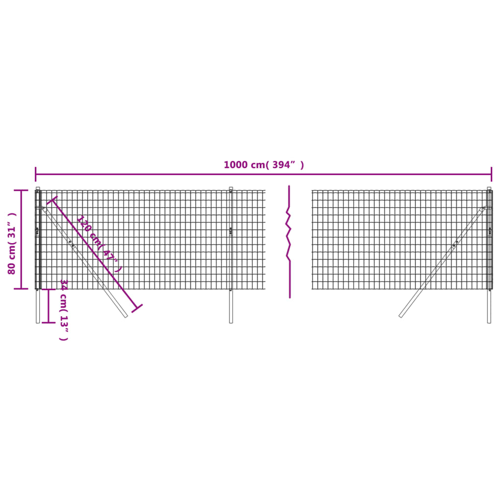 Draadgaashek 0,8x10 m gegalvaniseerd staal groen