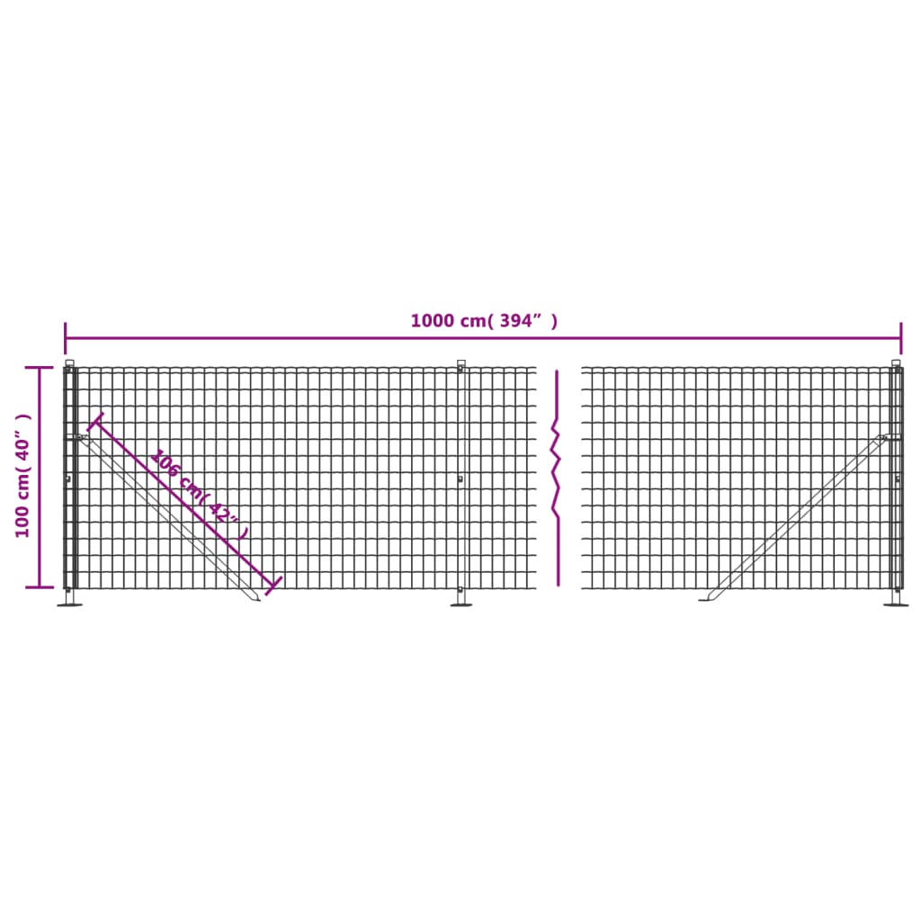 Draadgaashek met flens 1x10 m antracietkleurig