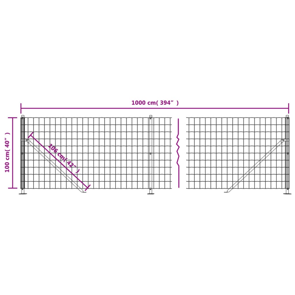 Draadgaashek met flens 1x10 m antracietkleurig