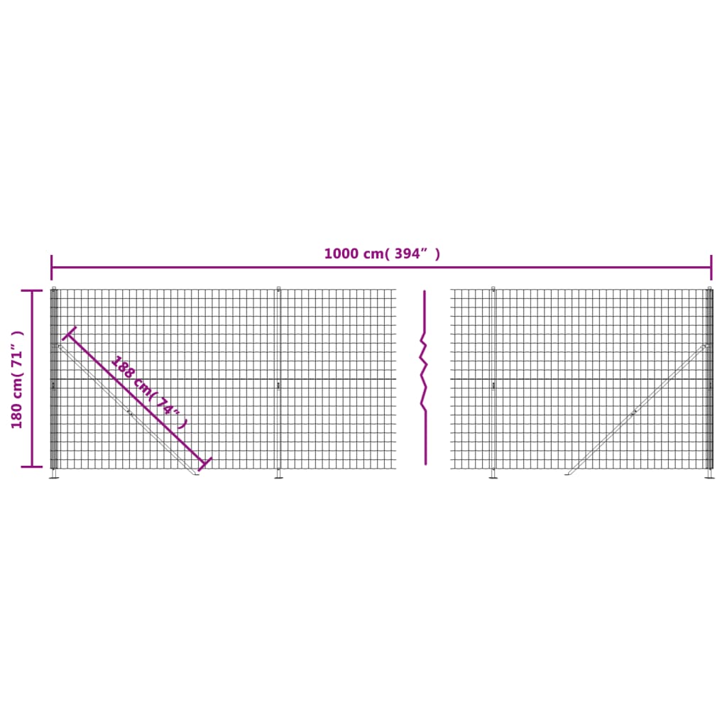 Draadgaashek met flens 1,8x10 m antracietkleurig