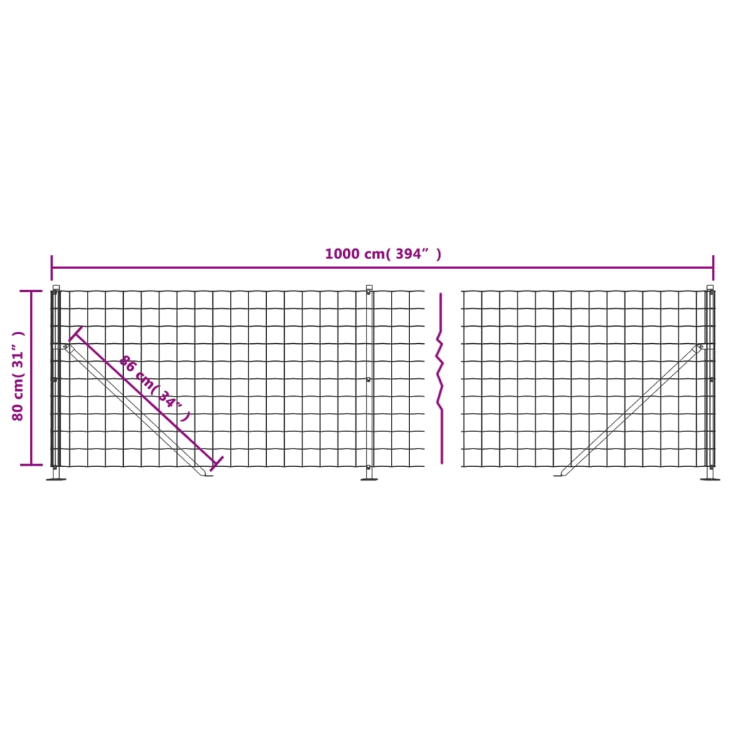 Draadgaashek met flens 0,8x10 m antracietkleurig