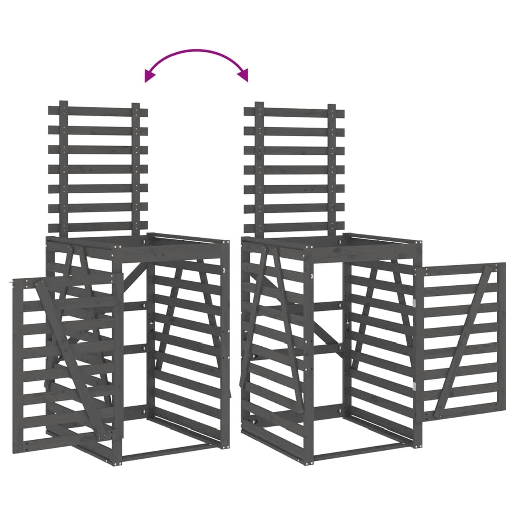 Containerberging 84x90x128,5 cm massief grenenhout grijs