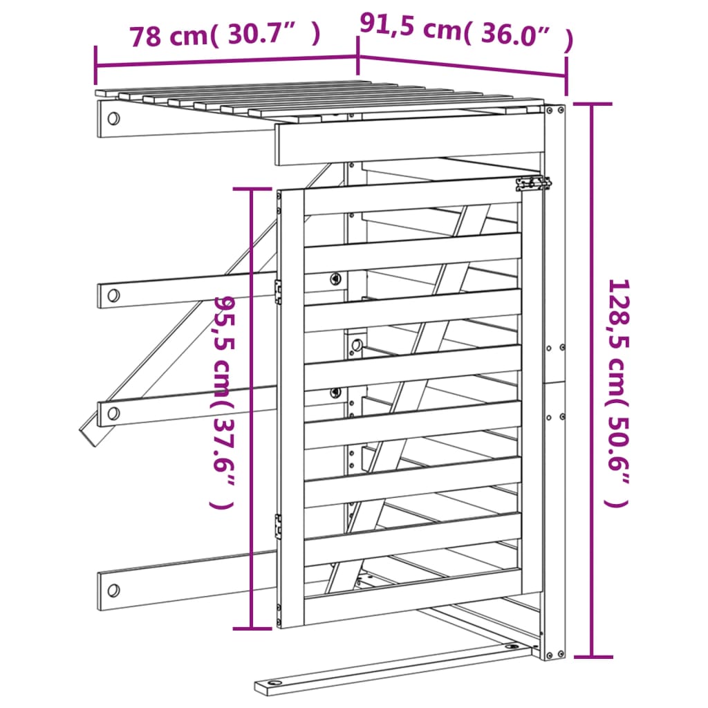 Containerberging verlengstuk massief grenenhout grijs