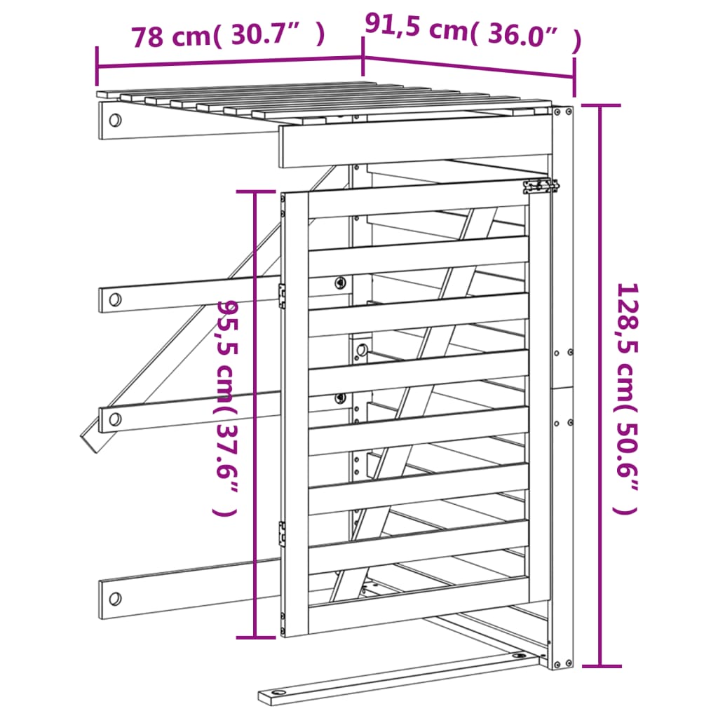 Containerberging verlengstuk massief grenenhout zwart