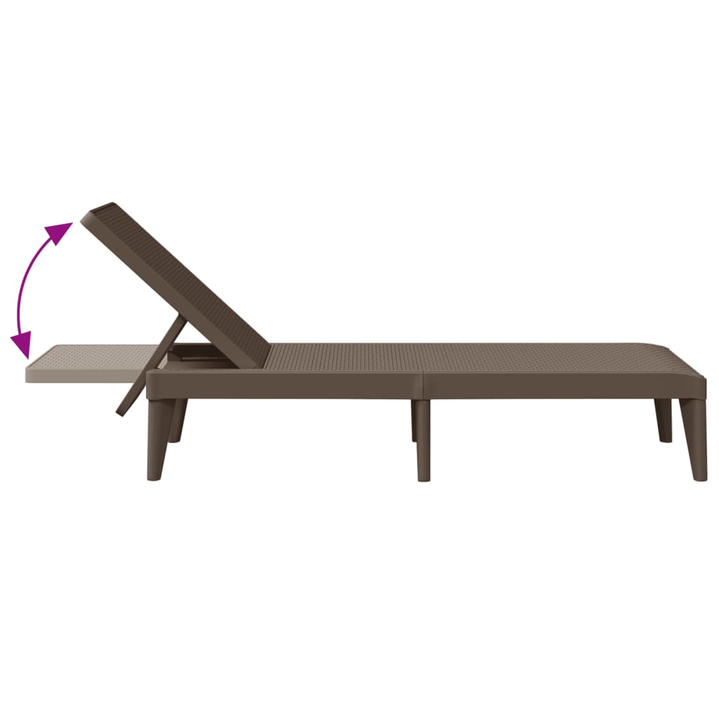 Ligbed 186x60x29 cm polypropeen bruin