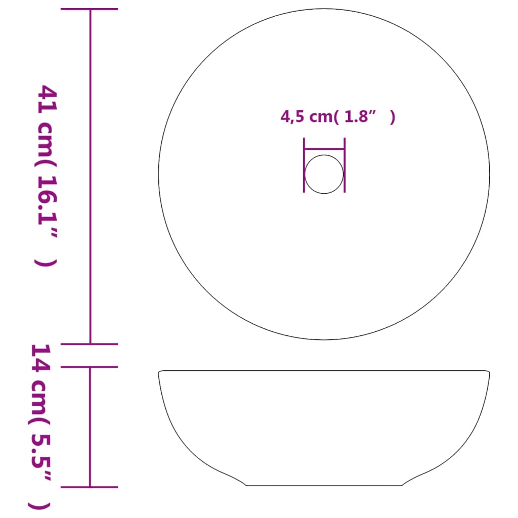 Opzetwasbak rond Φ41x14 cm keramiek wit en blauw