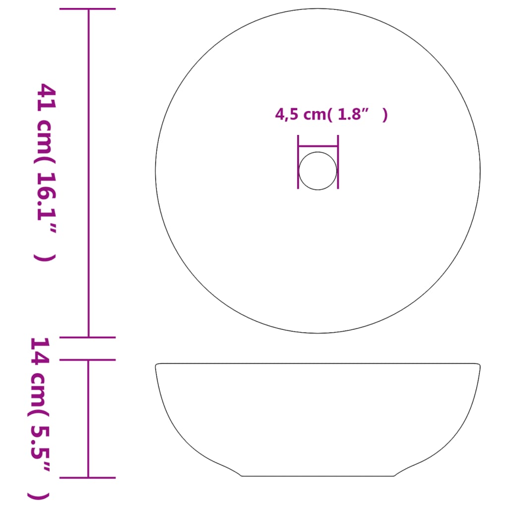 Opzetwasbak rond Φ41x14 cm keramiek zwart