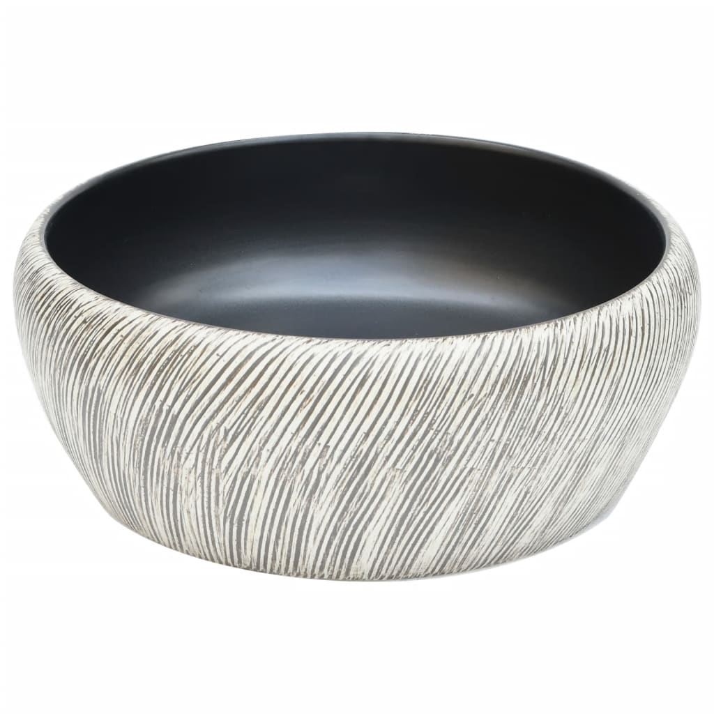 Opzetwasbak rond Φ41x14 cm keramiek zwart en grijs