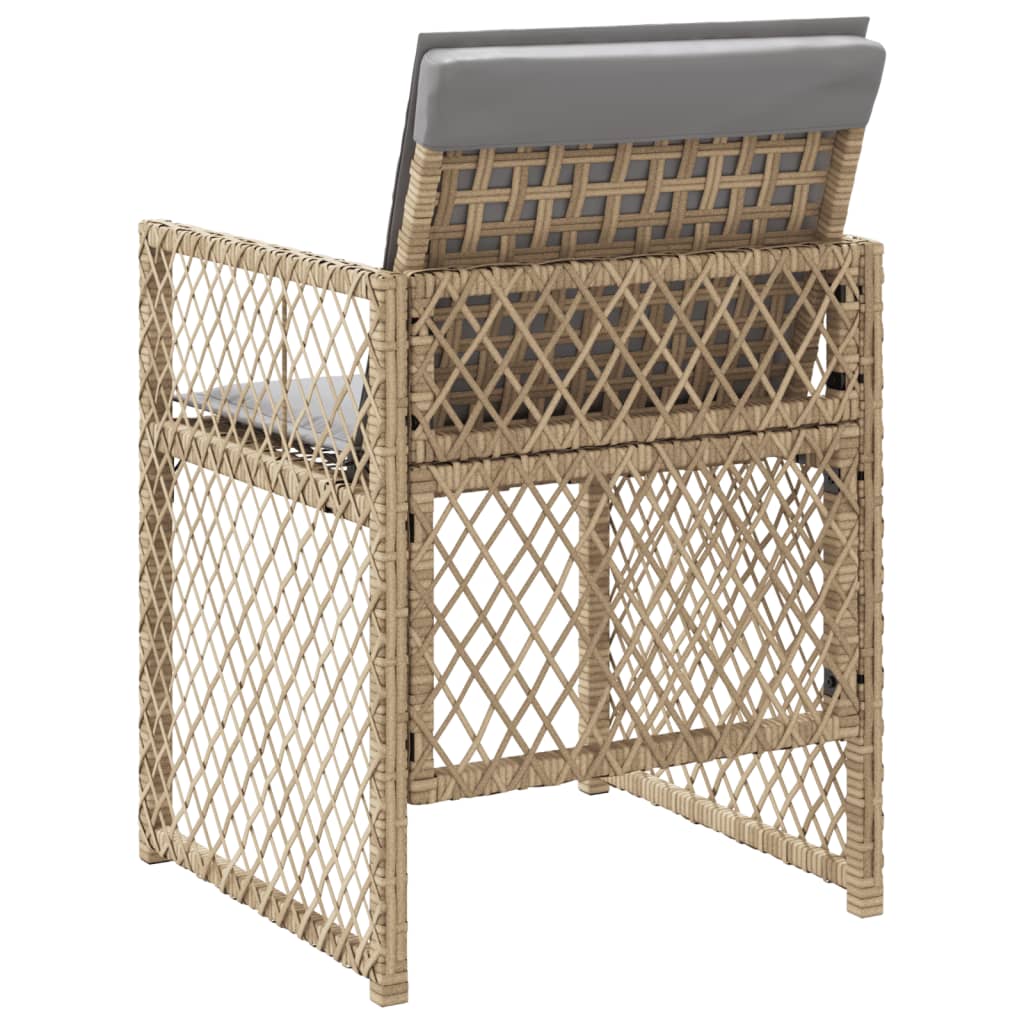 Tuinstoelen 4 st met kussens poly rattan gemengd beige