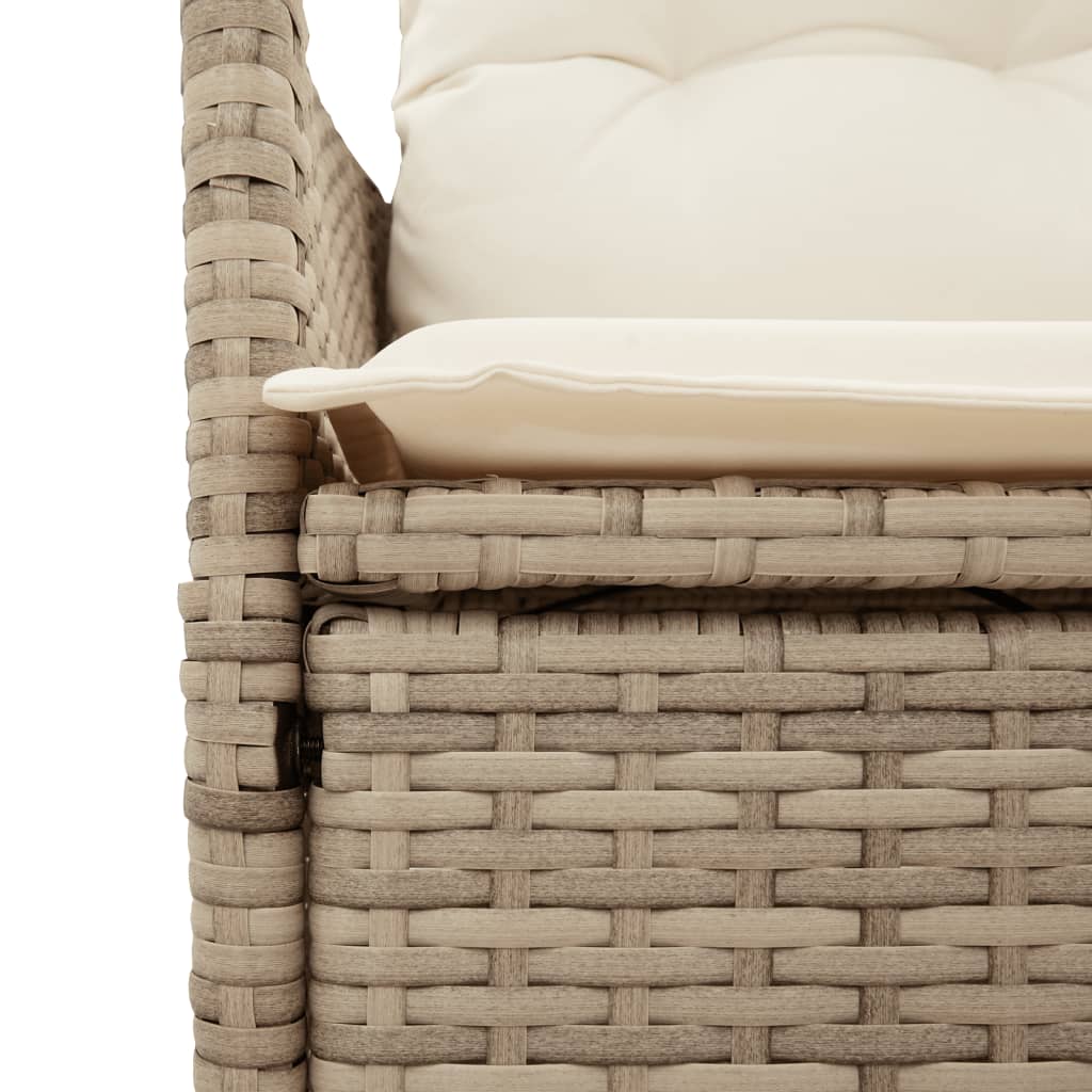 Tuinstoelen 2 st verstelbaar met kussens poly rattan beige