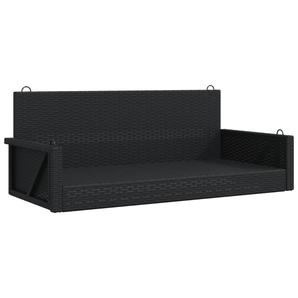 Schommelbank 119x56x48 cm poly rattan zwart