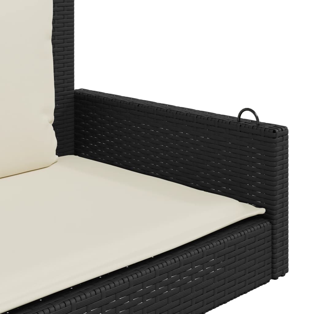 Schommelbank met kussens 119x56x48 cm poly rattan zwart