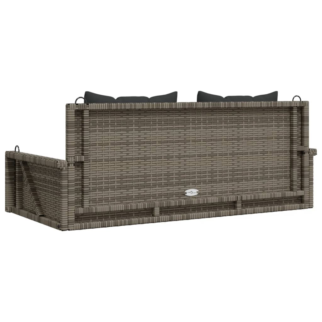 Schommelbank met kussens 119x56x48 cm poly rattan grijs