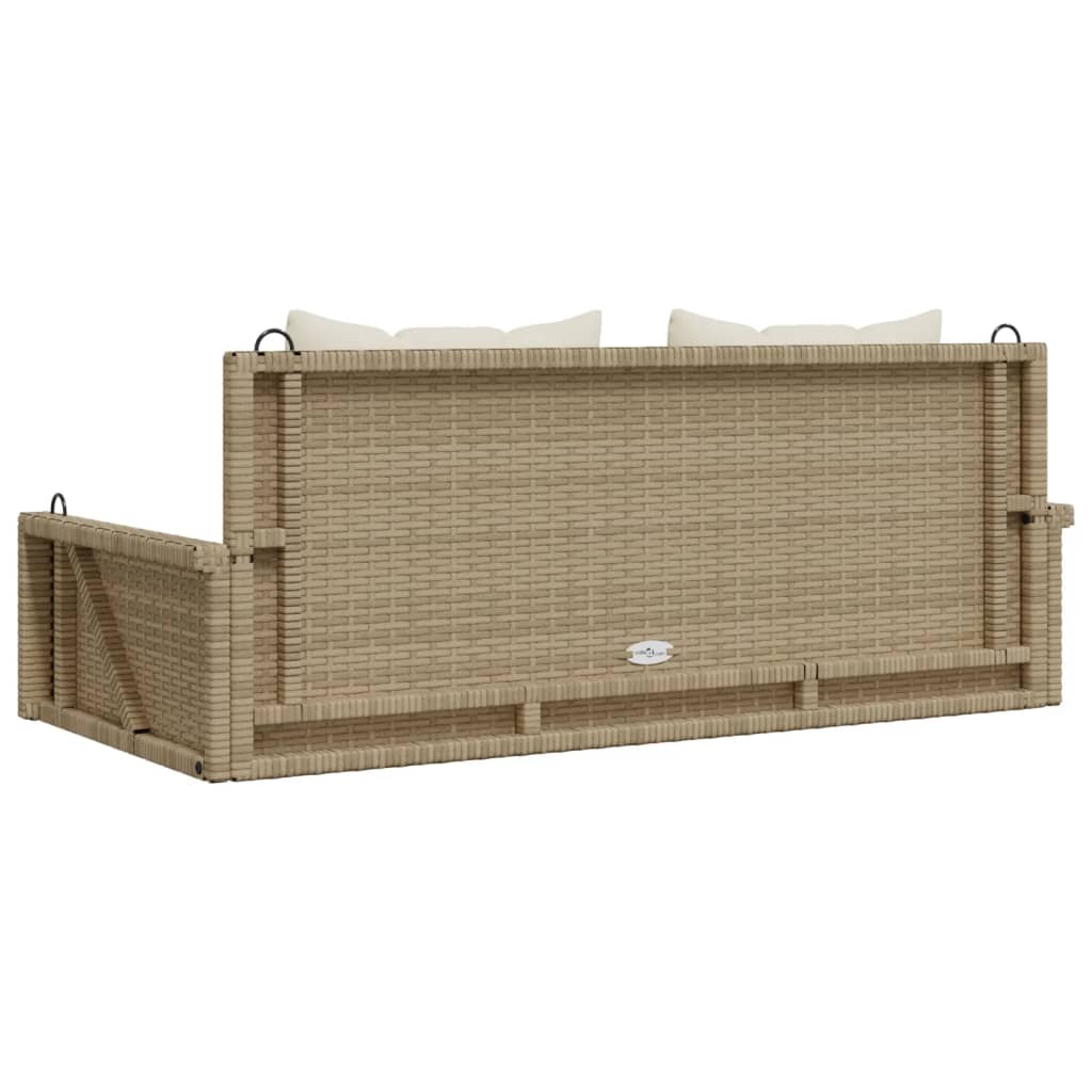 Schommelbank met kussens 119x56x48 cm poly rattan beige