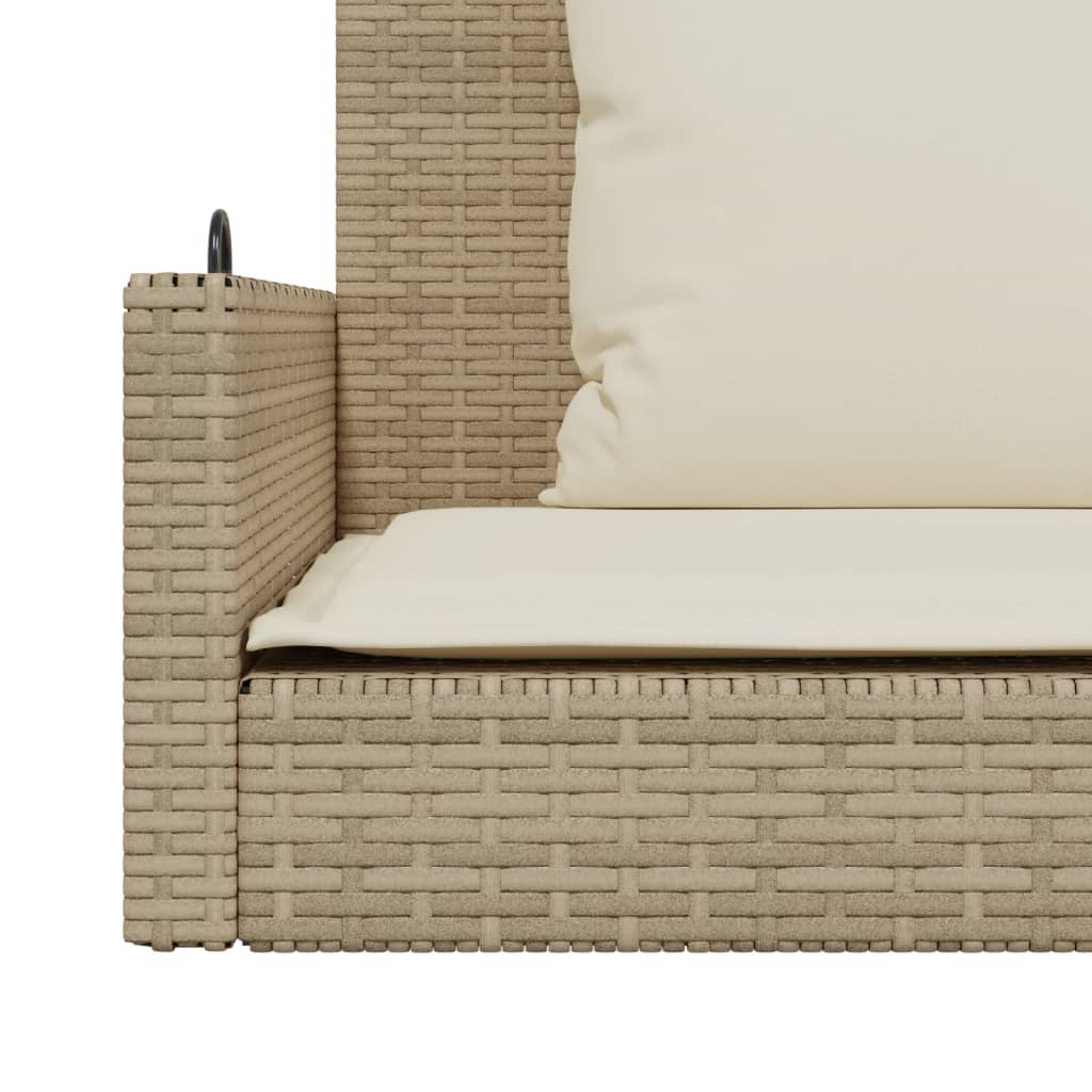 Schommelbank met kussens 119x56x48 cm poly rattan beige