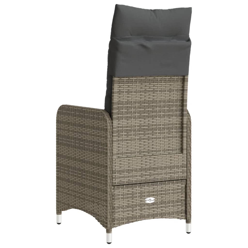 Tuinstoelen 2 st verstelbaar met kussens poly rattan grijs