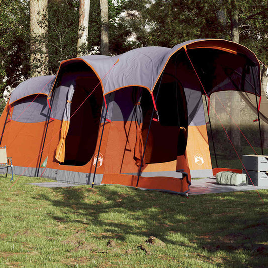 Tunneltent 8-persoons waterdicht grijs en oranje