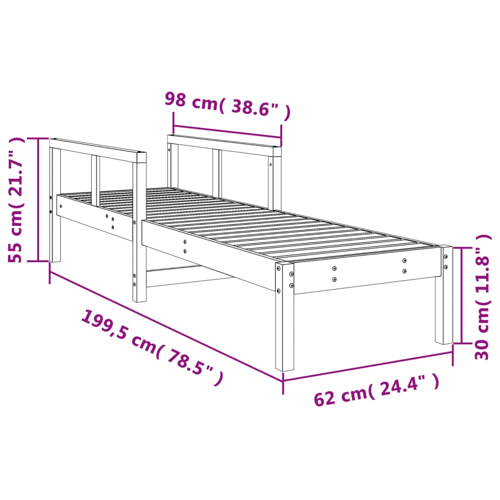 Ligbed 199,5x62x55 cm massief douglashout