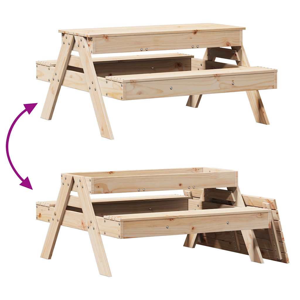 Picknicktafel met zandbak voor kinderen massief grenenhout