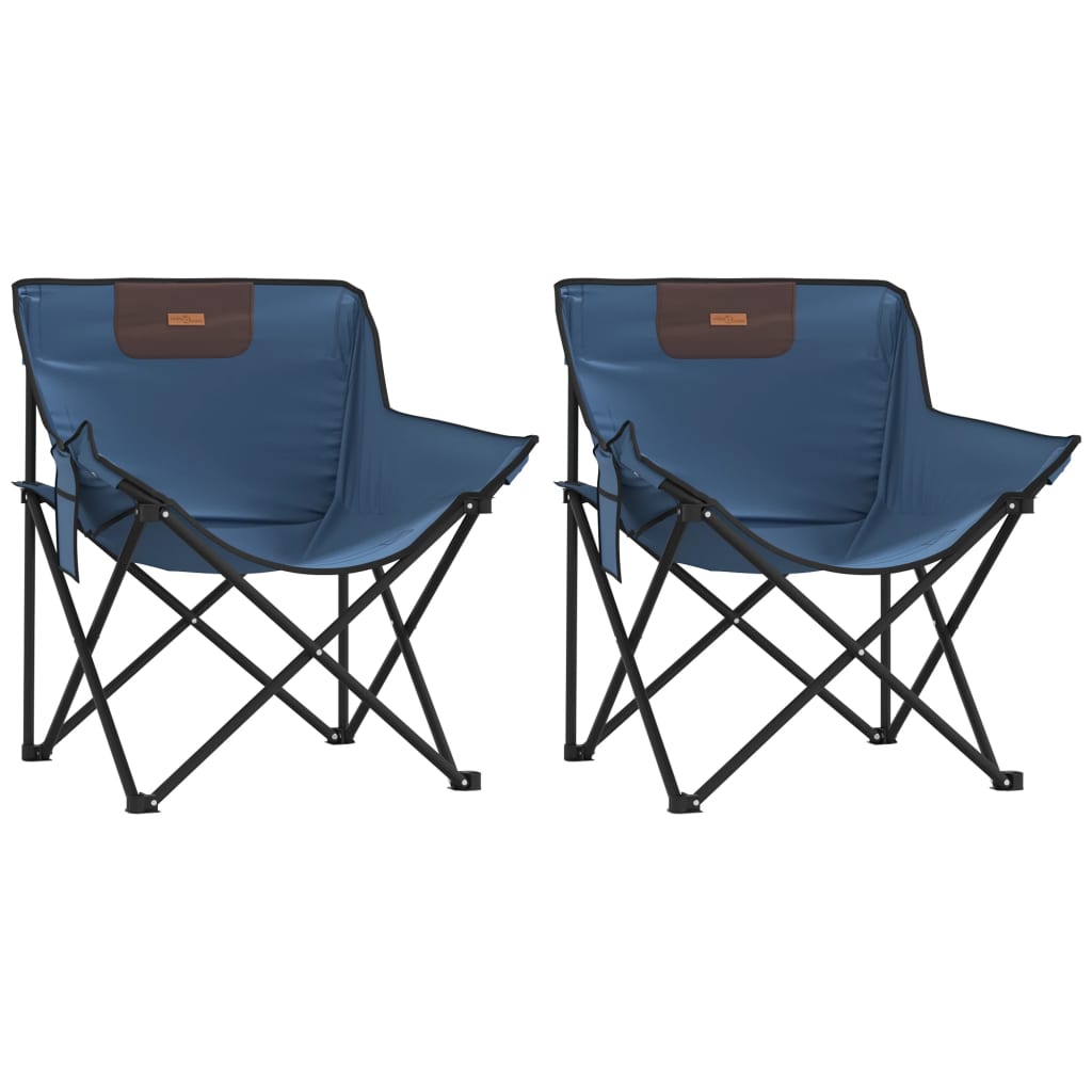 Campingstoelen 2 st met vakje inklapbaar blauw