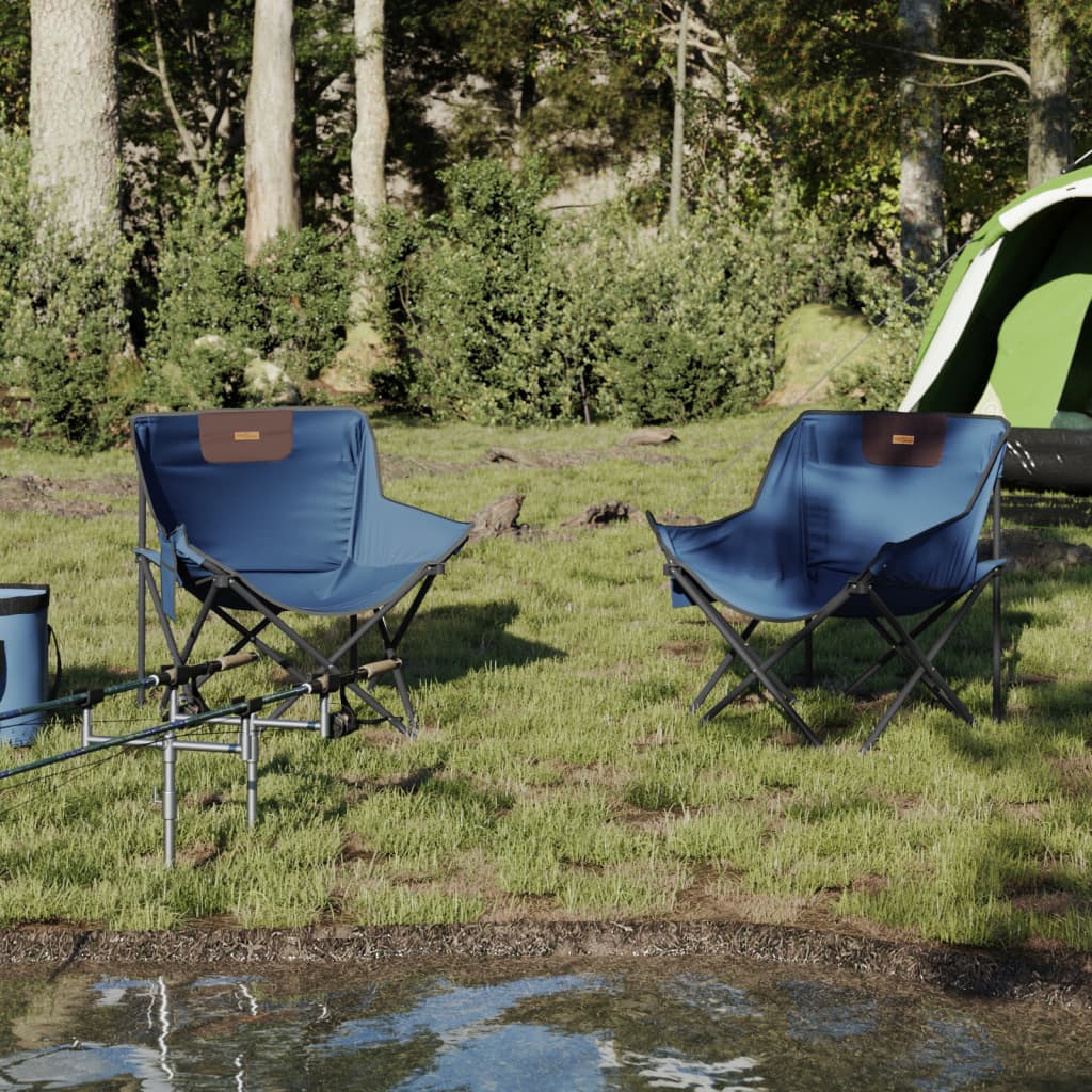 Campingstoelen 2 st met vakje inklapbaar blauw