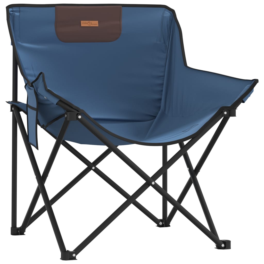 Campingstoelen 2 st met vakje inklapbaar blauw