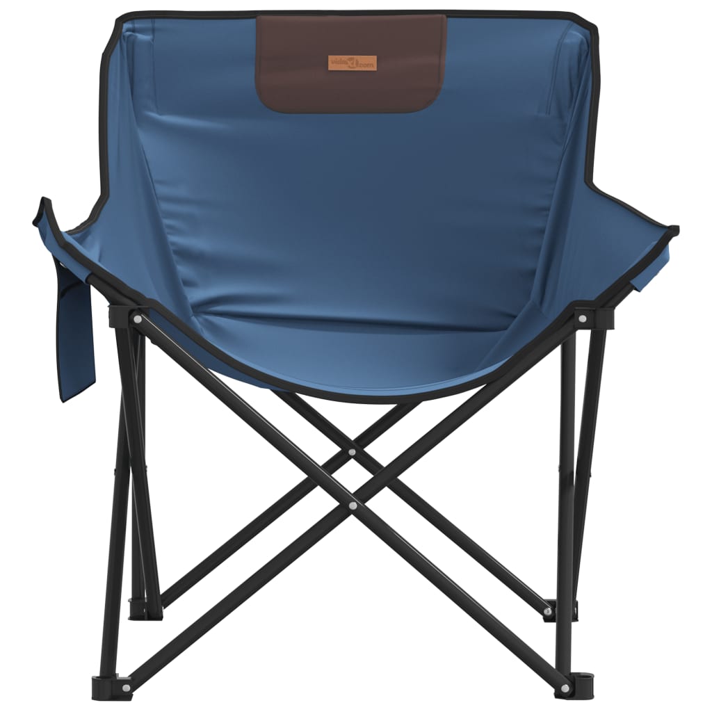 Campingstoelen 2 st met vakje inklapbaar blauw